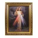 Divine Mercy, Jesus Christ 8" x 10" Christian framed Art Print-Wall Plaque- in Ornate Gold Finish Frame, (INCLUDES Laminated Holy card)