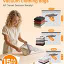 Vacuum Seal Bags for Clothing Travel with Rechargeable Cordless Pump, 15 Pack Compression Space Saver Bags for Packing, Luggage and Seasonal Storage