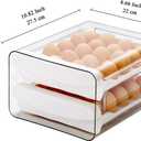 HOMQUEN Egg Holder, Clear Plastic - 2 Layer/40 Grid Egg Tray & Fresh Storage Box for Fridge