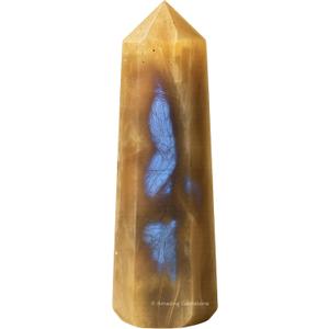Amazing Gemstone Sun Moonstone Crystal Towers - Natural Healing Crystal Point Obelisk for Reiki Healing and Crystal Grid (2" to 3" Inch)