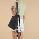 Convertible Backpack Crossbody Small Sling Bag for Women Crossbody Shoulder Chest Daypack with Zipper Strap for Hiking, Black