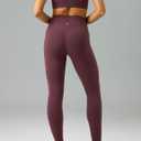 Colorfulkoala Women's Dreamlux High Waisted Workout Leggings 25" / 28" Inseam Yoga Pants with Pockets (Large, Plum Red)