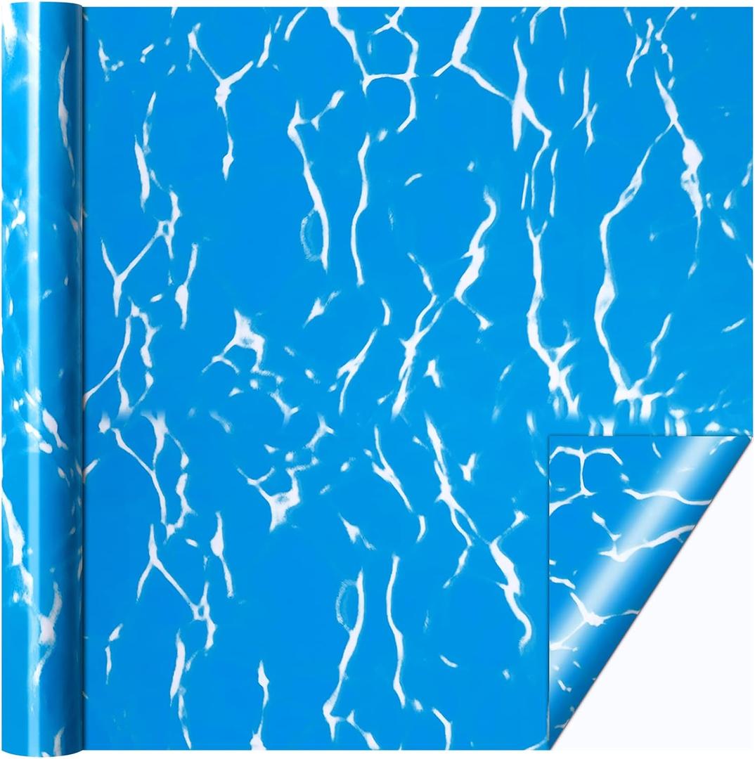 Nuanchu Vinyl Pool Liner Patch Self-Adhesive PVC Repair Patch for Swimming Pools Inflatable Boat(Sky Blue,12 x 40 Inch)
