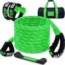 Kinetic Recovery Rope,(1in x 30ft Green) 48,500lbs Snatch Strap, Heavy Duty Stretch Nylon Towing Ropes with 2pcs Soft Shackles for Off road Vehicle, Jeep, SUV, ATV, Tractor Elastic Ropes Kit
