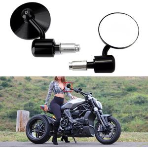 Motorcycle Handlebar Bar End Mirror, Rearview Mirror Universal 7/8" Handle Round Anti Glare, Compatible with Most Motorcycle, E-bike, Scooters, ATV, UTV (Black)