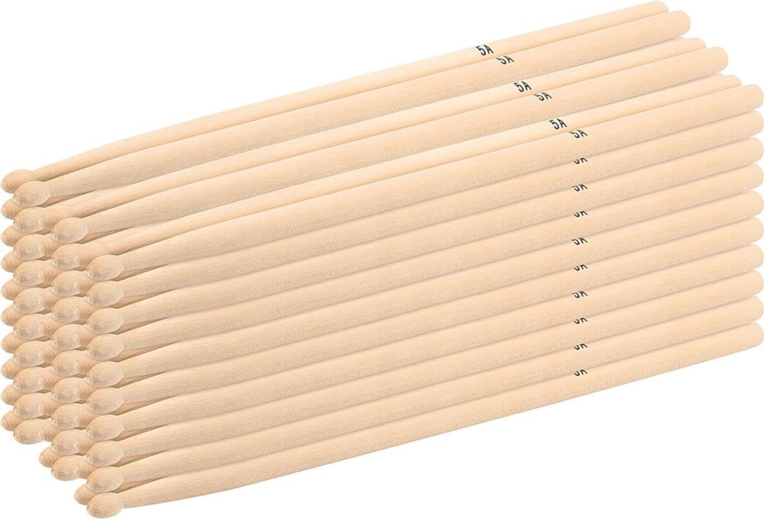 15 Pairs 5A Drum Sticks, Classic Wood Tip Drumstick Bulk, Maple Wood Drum Sticks Set for Kids and Adults, 16 Inch
