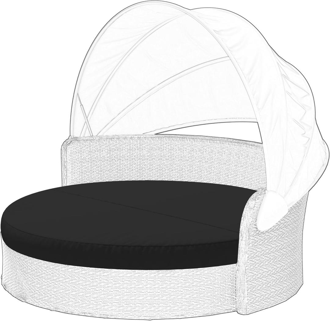 Outdoor Daybed Cushion Cover, 66" Replacement Round Bed Cushion Cover,Outdoor Waterproof and Fade-Resistant Sun Bed Outdoor Cushion Cover - Patio Round Daybed Cushion Cover, Cover ONLY (Black)
