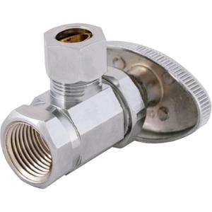 Eastman 3/8 Inch OD Compression x 3/8 Inch FIP Compression Multi-Turn Angle Stop Valve, Brass Plumbing Fitting, Chrome, 04319LF