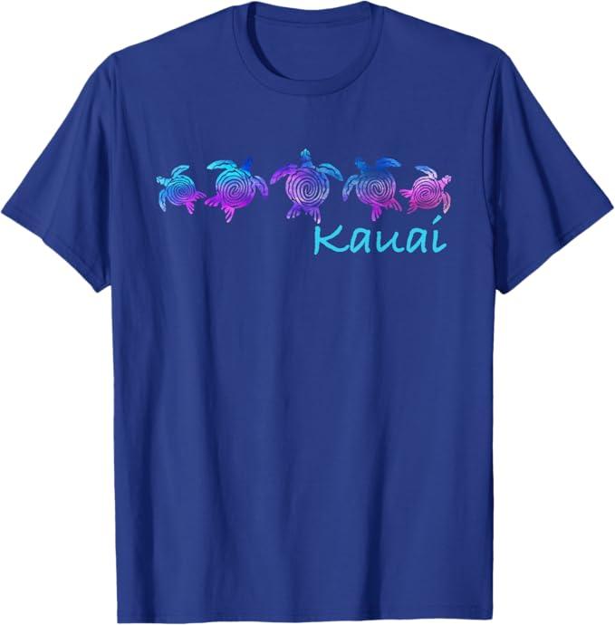Kauai, Hawaii Beach Design / Tribal Turtle Gift Men Women Kids T-Shirt (Small)