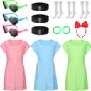 15 Pcs Women Anime Hero Costume Accessories Include Adult Cosplay Tube Dress Heart Sunglasses Socks for Holiday Carnival Halloween Cosplay Women Girls
