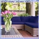 Patelai 14 Pcs Waterproof Outdoor Patio Cushion Covers Replacement 24 x 24 UV Proof Wicker Sofa Sectional Seat Slipcovers for Rattan Sectional Set Supplies, Covers Only (Midnight Blue)
