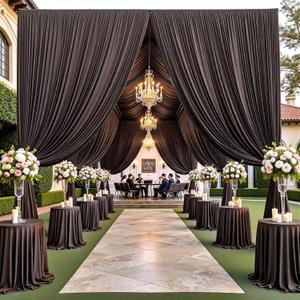 50ft×15ft Brown Backdrop Curtain for Wedding Parties, W5' x H15'