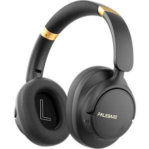 Noise Cancelling Headphones, Bluetooth Headphone Over The Ear Headset Wireless Bluetooth with Mic, 80H Playtime, Deep Bass, Comfort Fit, Portable Lightweight Headphones for Travel, Home (Black)