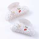 2PCS Cherry Hair Claw Clips for Women Girls with Rhinestone - Cute Medium Clips in Red Cherry, Kawaii Trendy Acrylic Accessories for Birthday Gifts