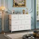WLIVE 8 Drawer Dresser for Bedroom, Fabric White Dresser with Large Storage Drawer Unit for Entryway, Chest of Drawers for Living Room, 11.8"D x 39.4"W x 31.3"H