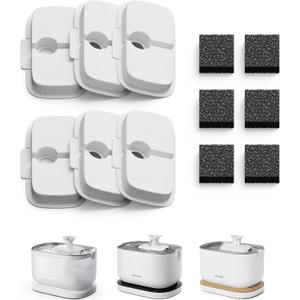 PETLIBRO 6 Packs Replacement Filters for Dockstream Cat Water Fountain PLWF105/PLWF115/PLWF005, 3 Months Set of Replacement Filters for Ultra Quiet Pet Water Fountain (White)
