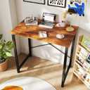 DUMOS 31 Inch Small Computer Desk for Home Office, Modern Study Writing Gaming Work Table Simple Style for Bedroom with X-Shaped ReInchforcement, Rustic Brown