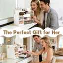 Makeup Organizer for Vanity with Brush Holder, Large Cosmetic & Skincare Organizer Countertop with Muti-Drawers, Cosmetic Display Case for Lipsticks, Nail Polishes, Perfumes, Eyeshadow (white)