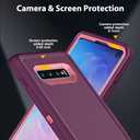 For Samsung Galaxy S10 Case with 2Pcs Self Healing Flexible TPU Screen Protector & Camera Lens Protector, 3 in 1 Heavy Duty Shockproof/Drop Proof/Dust Proof Case (Wine Red/Rose Pink)