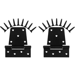 Heavy Duty Gate Hinges 3.5 inch 2 Pack Extra Thick Industrial T Hinges Barn Door Hinges Shed Door Hinges for Large Wooden Gates Wood Fence Outdoor - Black Iron Finish (Screws Included)