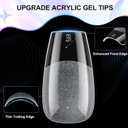 4 x Medium Coffin Nail Tips - 12 Sizes 240Pcs Pre-Etched Soft Gel Full Cover Soft Tips Half Matte False Nails Clear Acrylic Medium Press on Fake Nails Gelly Extension DIY Manicure Gifts
