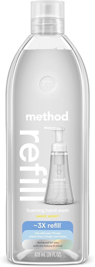 Method Foaming Hand Soap, Refill, Sweet Water, Recyclable Bottle, 28 oz, (Pack of 1) 