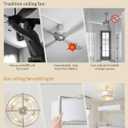 SYDACG 20" Caged Ceiling Fan with Lights, White Fandelier Chandelier Fan with Remote Control, 6 Speeds for Bedroom, Nursery, Living Room