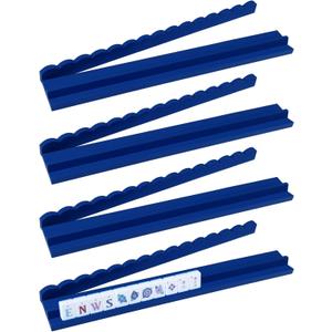 Leinuosen Wooden Mahjong Racks with Pushers 4 Set Magnet American Mahjong Tile Rack and Magnetically Attached Pushers Painted Tile Holders for Players Gift Family Game Night(Blue), 42.5 x 6 x 2.5 cm