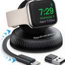 NEWDERY Retractable for Apple Watch Charger Stand, Portable Fast Wireless Magnetic Charging Station with USB C Cable for iWatch Ultra Series 10/SE/9/8/7/6/5/4/3/2/1, Black