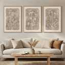 3 Piece Framed Neutral Botanical Wall Art Set, Large Farmhouse Floral Canvas Prints Paintings, Minimalist Wildflower Plant Artwork Decor for Living Room Bedroom Dining Room 16x24 Inch, 16W" x 24H"x3Pcs