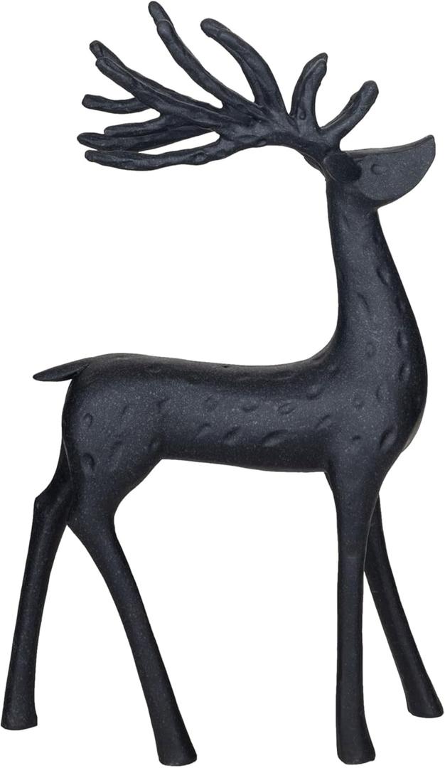 Creative Co-Op Resin Reindeer Decor, Black (7.5" L x 2.5" W x 12" H)