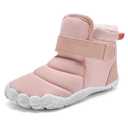 GTVGJH Kids Snow Boots, Boys and Girls, Winter Warm Barefoot Shoes, Warm, Waterproof and Non-Slip Winter Shoes Pink, 30