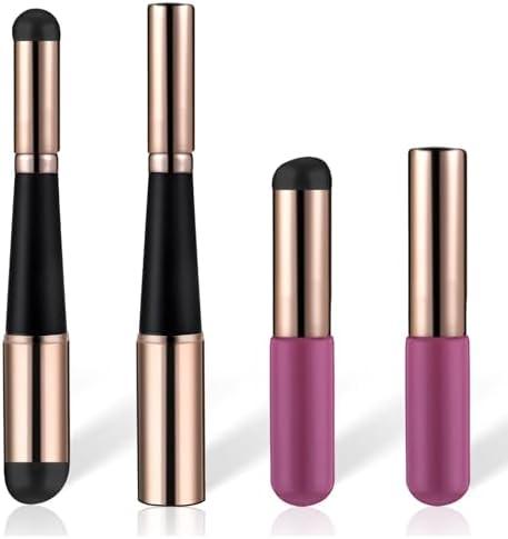 Tyqour 2Pcs Double-Headed Silicone Lip Brush Applicator Reusable Lip Mask Applicator Portable Lipstick Applicator Brushes Beauty Tool Kits for Lip Balm, Lip Gloss, Lip Stick and Concealer