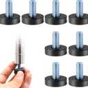 8 Pack Adjustable Rubber Furniture Levelers, 3/8"-15 UNC Threaded Screw-in Rubber Legs for Tables, Chairs, Cabinets, Wire Rack, Sofa - Heavy Duty Floor Protectors