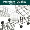 Upgraded DD82-01384A DD81-02295A Dishwasher Rack Replacement Parts for Samsung Dishwasher Lower Dish Rack 22.5'' D x 20.5'' W Basket Wheels Rollers DW80M2020US DW80R2031US Bottom Dishrack Assembly