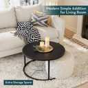 SAYGOER Small Round Coffee Table, Black Coffee Tables for Living Room, Modern Center Table for Small Space Home Office Gardern, 27.6 27.6 17.7inch, Black