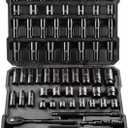 VEVOR 1/2" Drive Impact Socket Set, 65 Piece Socket Set SAE 3/8" to 1-1/4" and Metric 10-24mm, 6 Point Cr-V Alloy Steel for Auto Repair, Rugged Construction, Easy-to-Read Size Markings, Storage Case