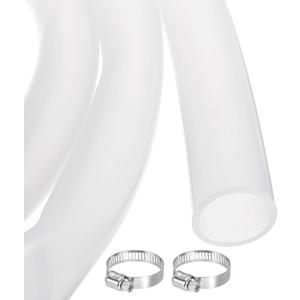 MECCANIXITY 3.3ft Clear Silicone Rubber Tubing 1 1/2" ID 1 3/4" OD Plastic Tube Flexible Air Hose for Brewing, Wine Making, Pump Siphon, 38.1mm x 44.6mm, with 2pcs Clamps