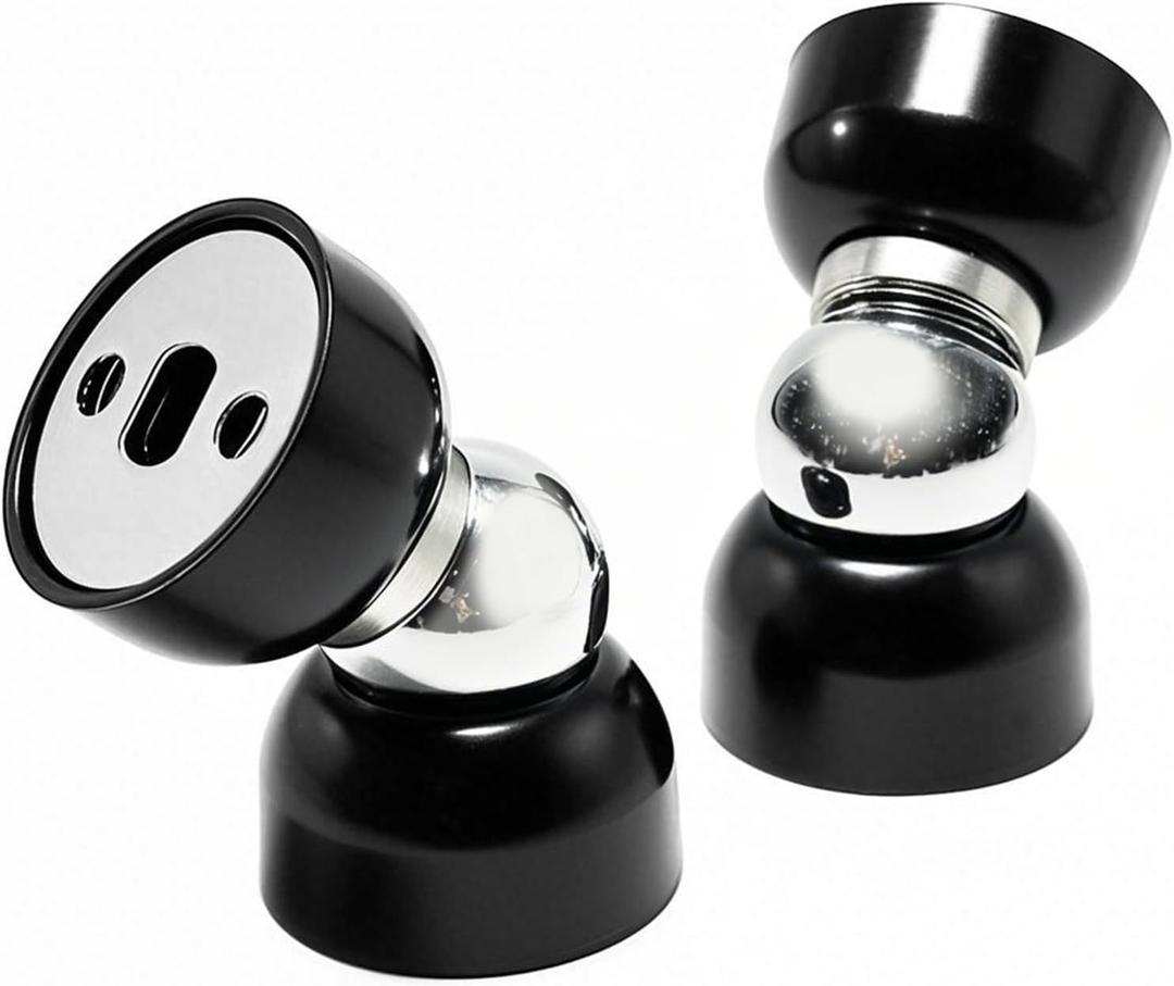 Powerful Magnetic Doorstop - 2 Pcs Stainless Steel Mini Door Stopper, Heavy Duty Magnetism Door Holder for Bedroom Bathroom Kitchen Home Office (Black)