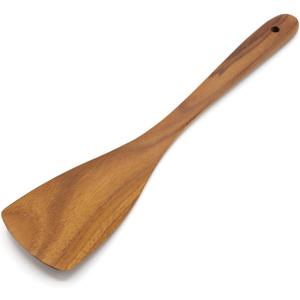 FAAY Teak Wooden Turner, Sauté Paddle, Spatula, Compact - XL Size, Healthy and High Moist Resistance for Non Stick Cookware (12 Inch Flat Edge Spatula)