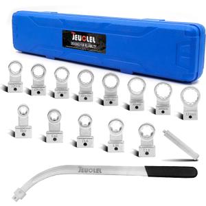 15PCS Universal Auxiliary Idler Belt Tensioner Pulley Removal Tool Kit, 12-Point 12-19mm (0.47"-0.74") Serpentine Belt Tension Pulley Wrench Set, Engine Timing Belt Tensioning Nut Bolt Screw Remover