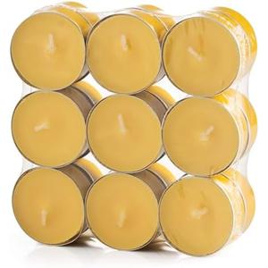 Tea Light Candles Colored Unscented Metallic Tin Cups Set of 36 Made in USA (Red)