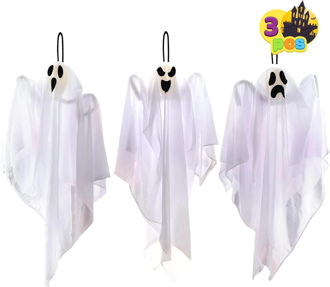 JOYIN 2 PCS 27.5" Halloween Decoration Hanging Ghosts Outdoor, Halloween Flying Ghost Decor for Tree Front Yard Patio Lawn Garden Party Supplies and Holiday Decorations