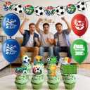 3 x 2026 World Soccer Cup Party Decorations,50PCS Football Themed Party Supplies with Banner, Balloons, Hanging Swirls, Cake & Cupcake Toppers for Soccer Birthday Party Celebrations