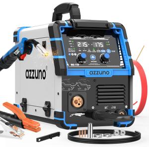 AZZUNO Single PULSE Aluminum MIG Welder Machine 175Amp, 110V 220V 5-in-1 Multiprocess Welding Machine with PULSE Aluminum MIG/Flux MIG/Gas MIG/Stick/Lift TIG Welding, Wire Feed Welder