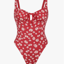 seamoly Blue Gingham Tie Around Criss Cross Backless Plunging Neck One-Piece Swimsuit, Medium