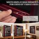 7 Rows Military Challenge Coin Holder Display Cabinet Wall Mount with HD Tempered Glass, Holds 100 Coins, Wooden Medal Display Case Shadow Box with Removable Shelves, Mahogany