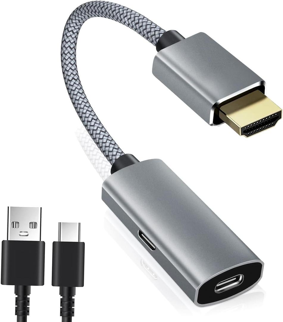  HDMI Male to USBC Female Cable Adapter with Power Charging Cable,USB Type C 3.1 Output to HDMI Input Converter,4K 60Hz Thunderbolt 3 Adapter for New MacBook Pro,Mac,Surface,Nreal Air,Rokid