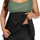 Aqua Eve Women Plus Size Tankini Swimsuit Two Piece Flowy Swimdress Bathing Suits with Shorts (Olive Green, Size 22W )