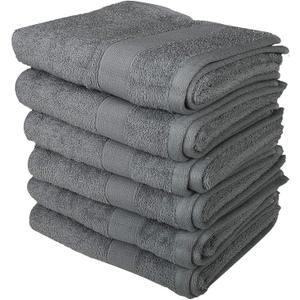 RAJRANG Hand Towels for Bathroom Highly Absorbent Light Weight and Soft Cotton Towel Grey Pack of 6